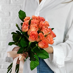 15 оранжевых роз 35-40см (Кения)