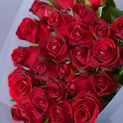25 красных роз 35-40см в упаковке (Кения)
