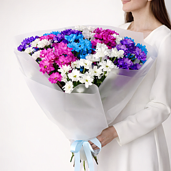 15 кустовых хризантем микс в упаковке