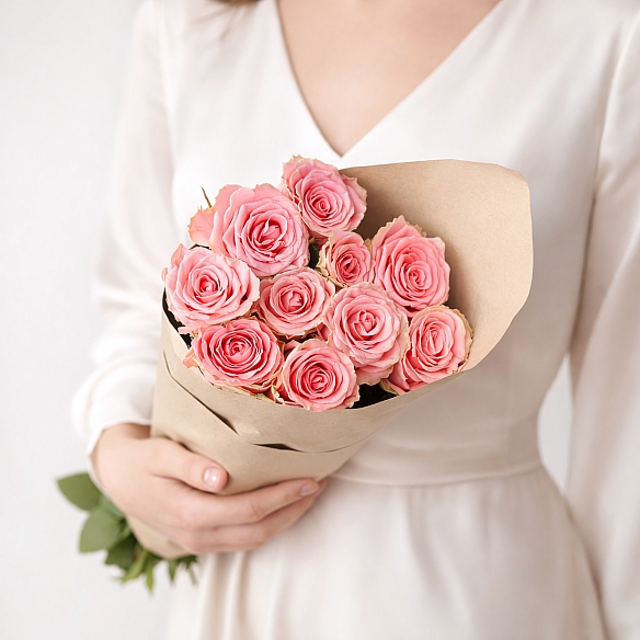 Охапка розовых роз 60см (Россия)