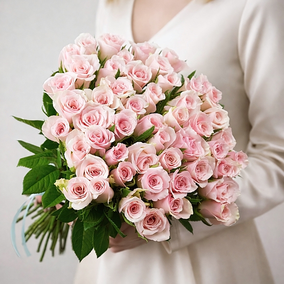 51 бело-розовая роза 35-40см (Кения)