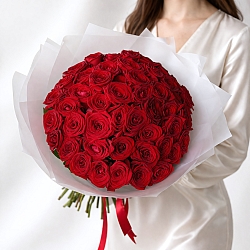 51 красная роза 40см в упаковке (Россия)