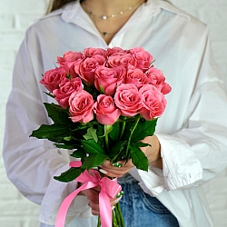 15 розовых роз 35-40см (Кения)