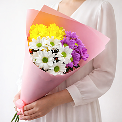 3 кустовых хризантемы микс в упаковке