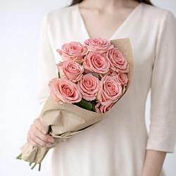 Охапка розовых роз 50см (Россия)