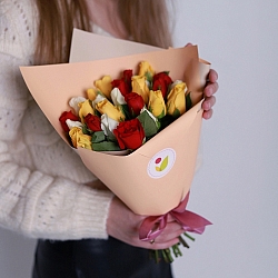 25 роз микс 35-40см в упаковке (Кения)