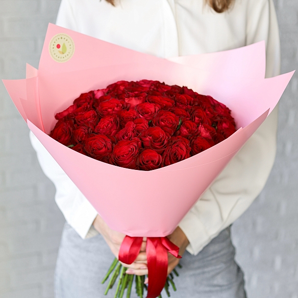51 красная роза 35-40см упаковке (Кения)