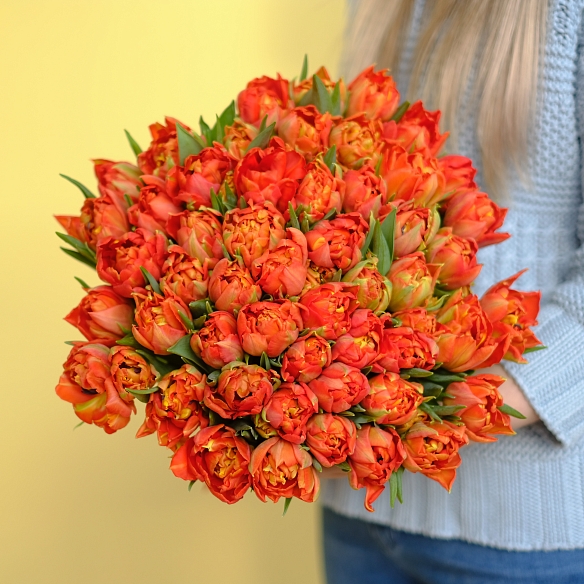 51 оранжевый тюльпан (Пионовидные)