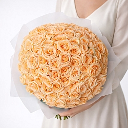 101 кремовая роза 40см в упаковке (Россия)