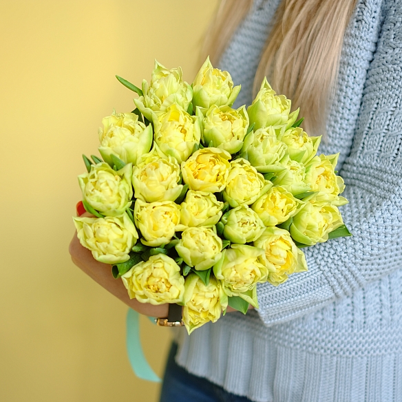 25 желтых тюльпанов (Пионовидные)