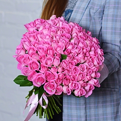 101 розовая роза 35-40см (Кения)