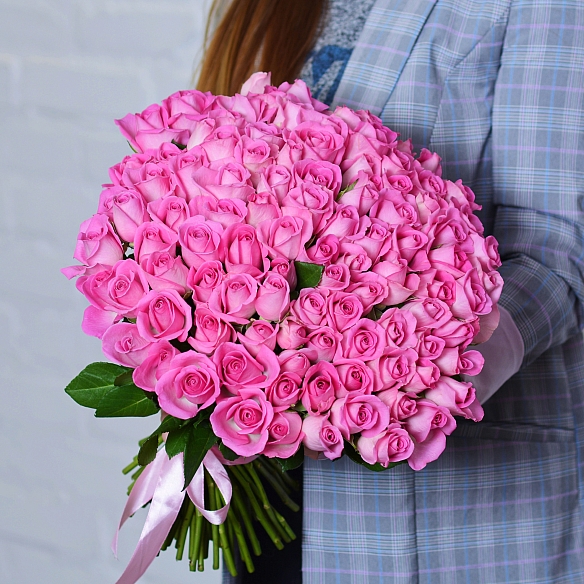 101 розовая роза 35-40см (Кения)