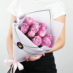 9 роз Дип Перпл 50см в упаковке (Эквадор)