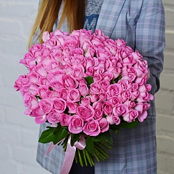 101 розовая роза 35-40см (Кения)