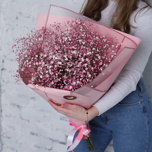 7 розовых гипсофил в упаковке