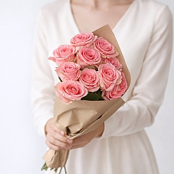 Охапка розовых роз 50см (Россия)