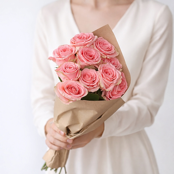 Охапка розовых роз 50см (Россия)