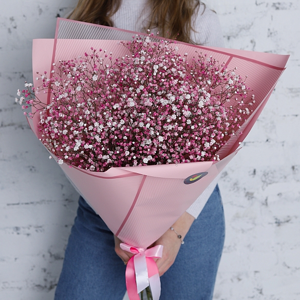 7 розовых гипсофил в упаковке