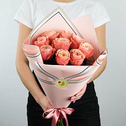 9 пионовидных роз Кахала 50см (Эквадор)