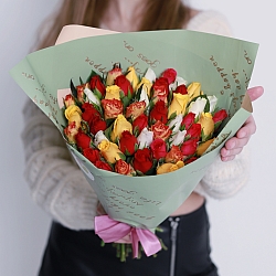 51 роза микс 35-40см в упаковке(Кения)