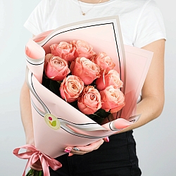 9 пионовидных роз Кахала 50см (Эквадор)