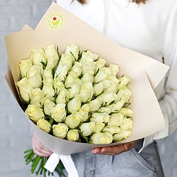 51 белая роза 35-40см в упаковке (Кения)