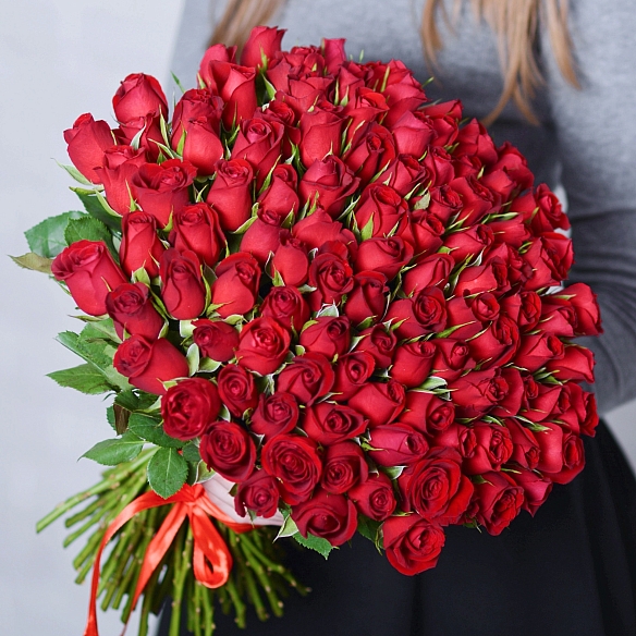 101 красная роза 35-40см (Кения)